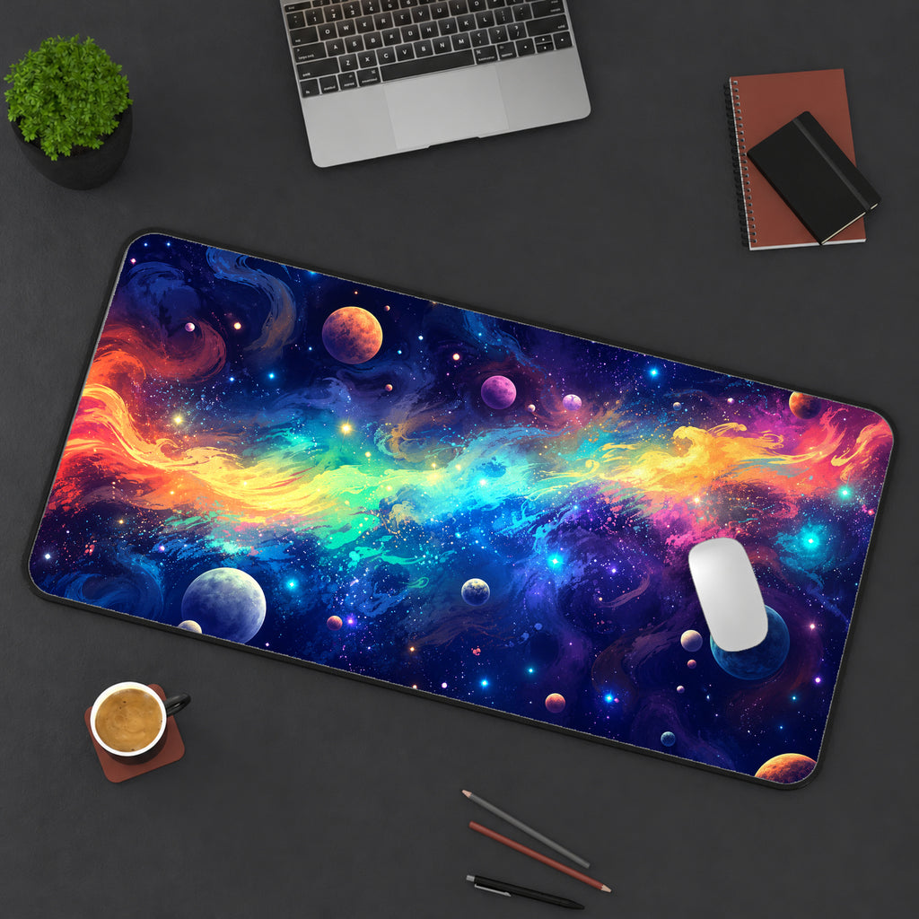 Rainbow Galactic Stream Desk Mat — product mockup 3