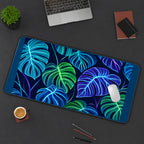 Neon Monstera Leaves desk mat — product mockup 3