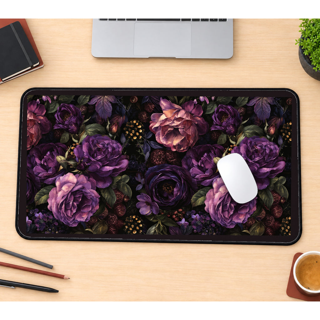 Dark Purple Peonies desk mat — product mockup 1