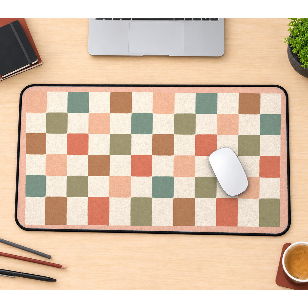 Earth Tone Checkerboard desk mat — product mockup 1