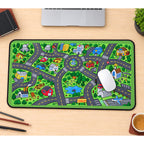 Colorful Town Road Map desk mat — product mockup 1