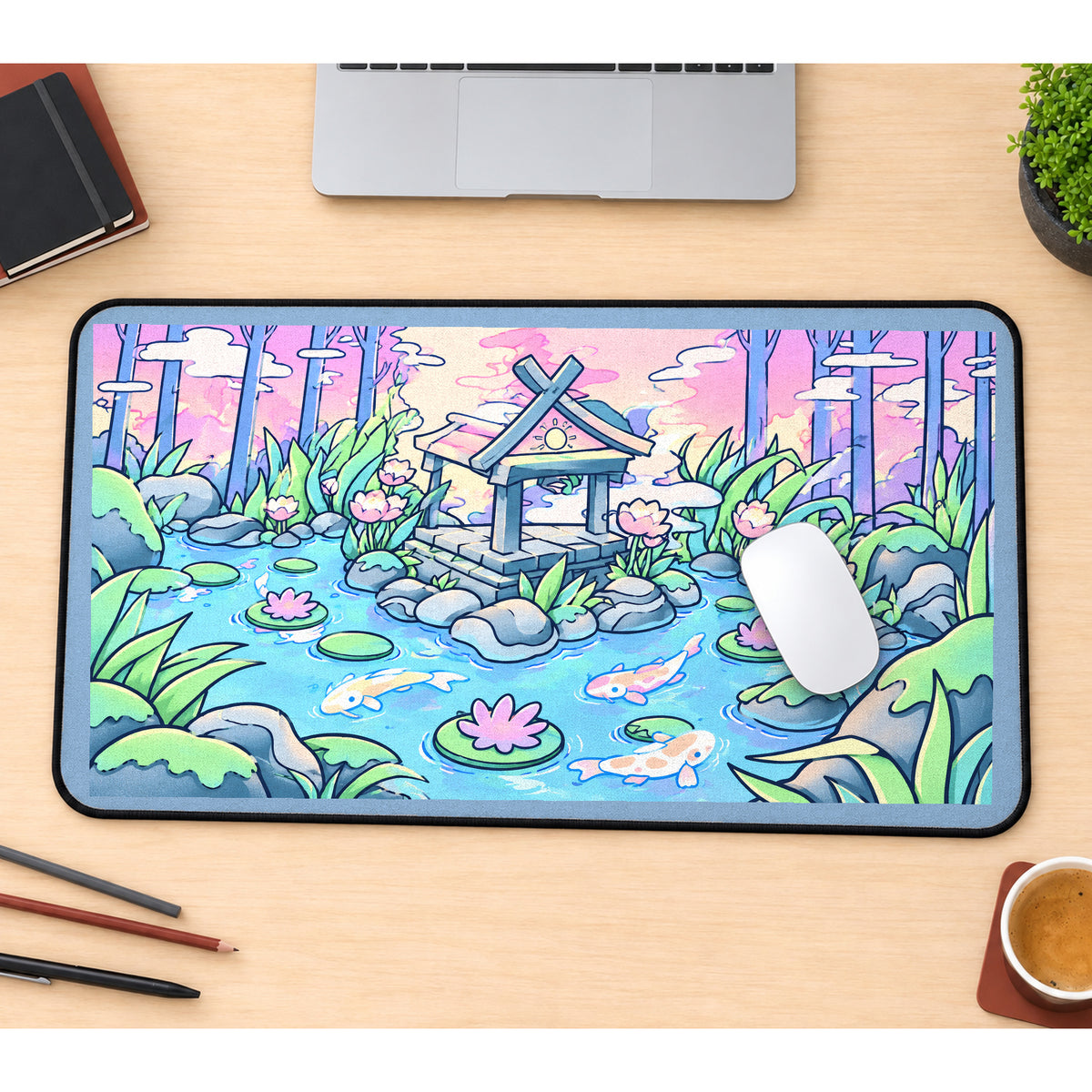 Pastel Pond Shrine desk mat — product mockup 1
