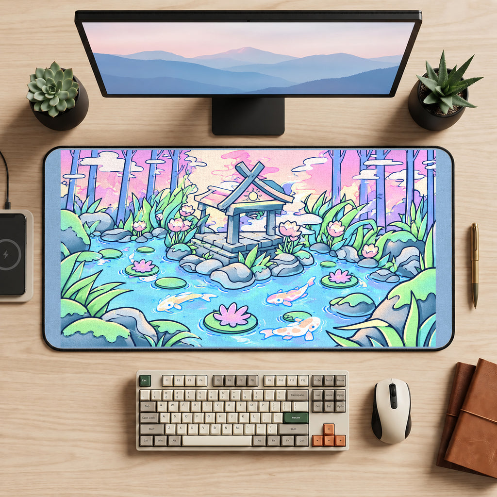 Pastel Pond Shrine desk mat — product mockup 2