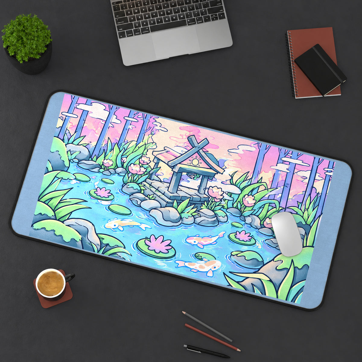 Pastel Pond Shrine desk mat — product mockup 3