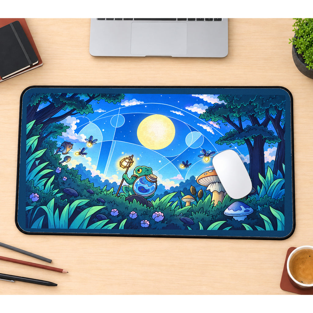 Moonlit Frog Grove desk mat — product mockup 1