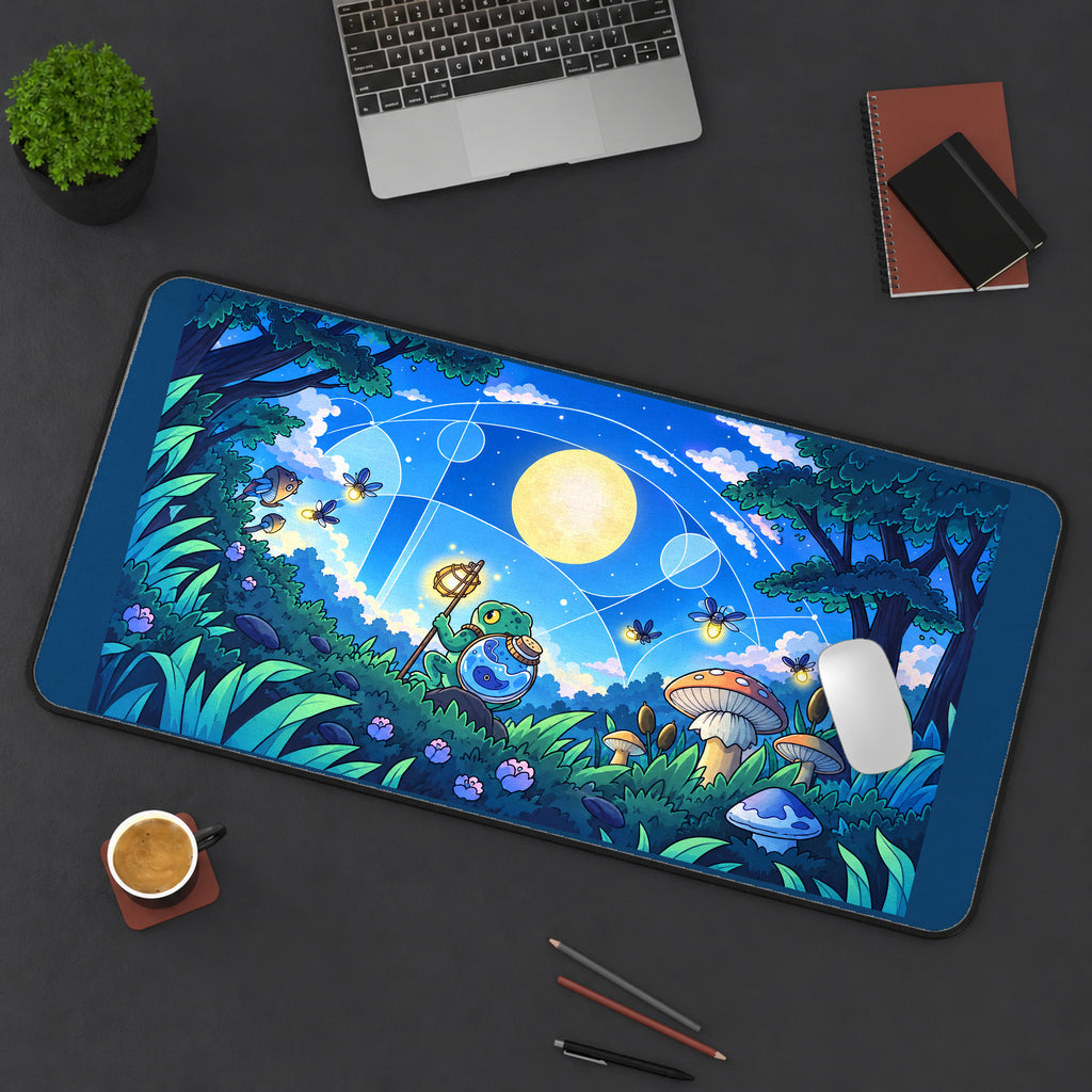 Moonlit Frog Grove desk mat — product mockup 3