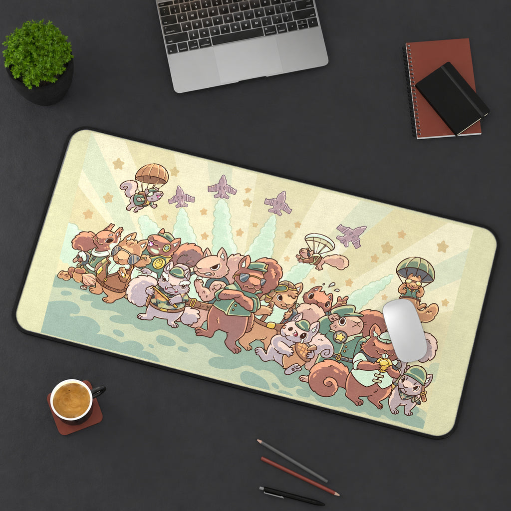 Squirrel Squadron Parade desk mat — product mockup 3