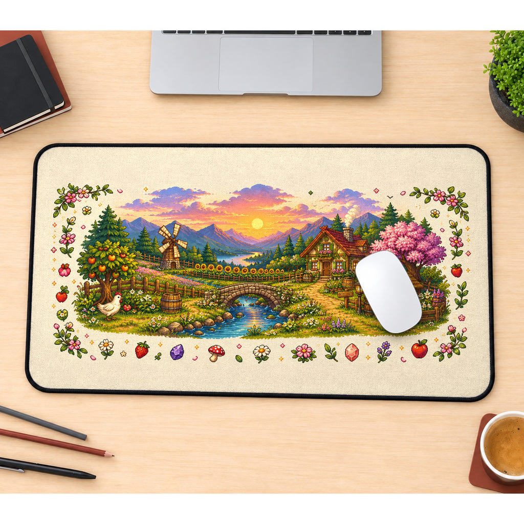 Cozy Farm Valley desk mat — product mockup 1