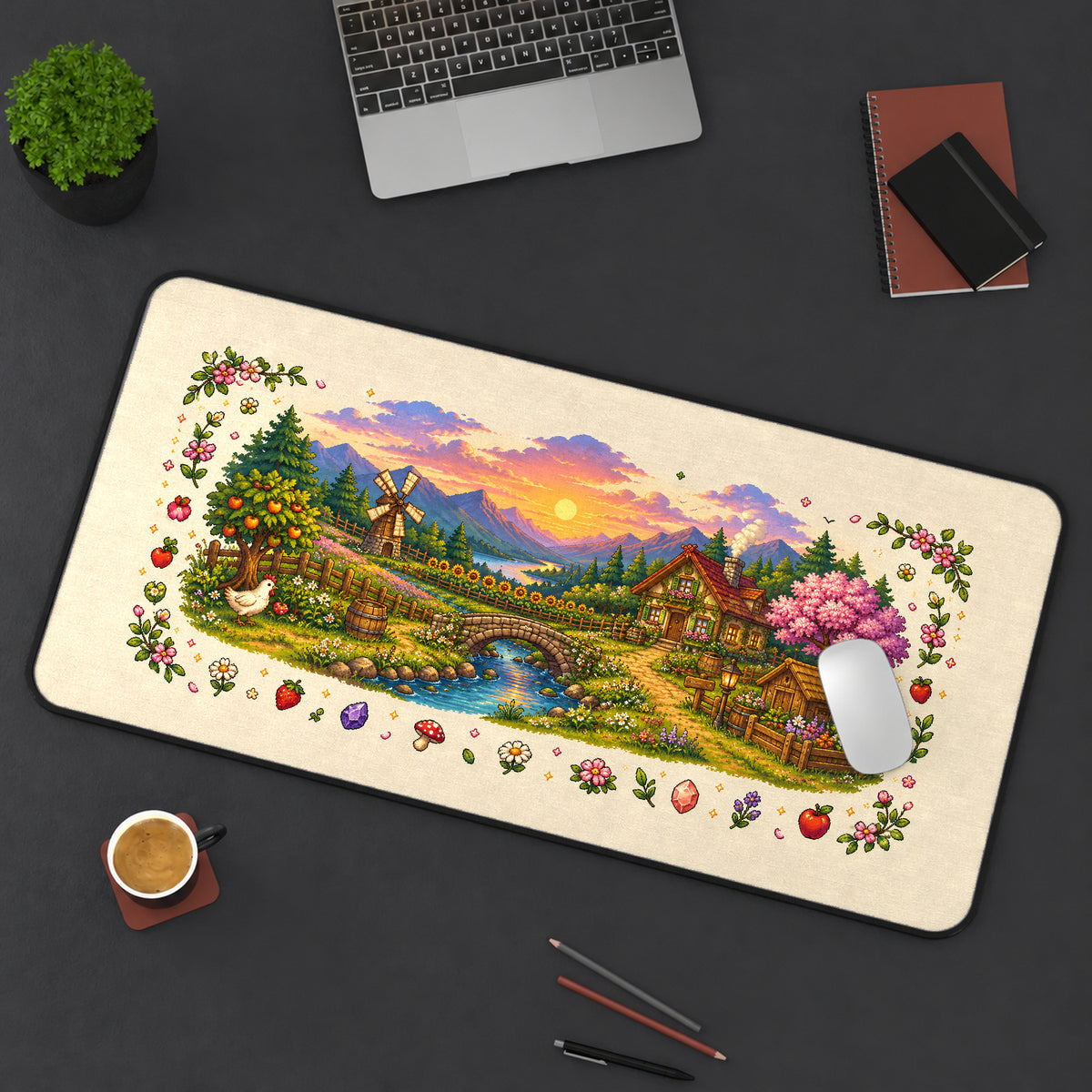 Cozy Farm Valley desk mat — product mockup 3