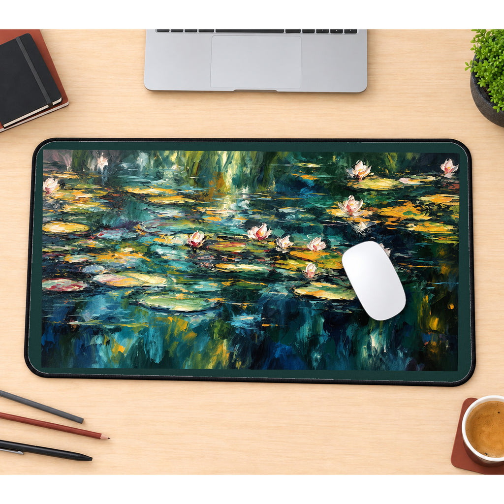 Impressionist Water Lily Pond desk mat — product mockup 1