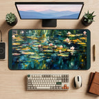 Impressionist Water Lily Pond desk mat — product mockup 2