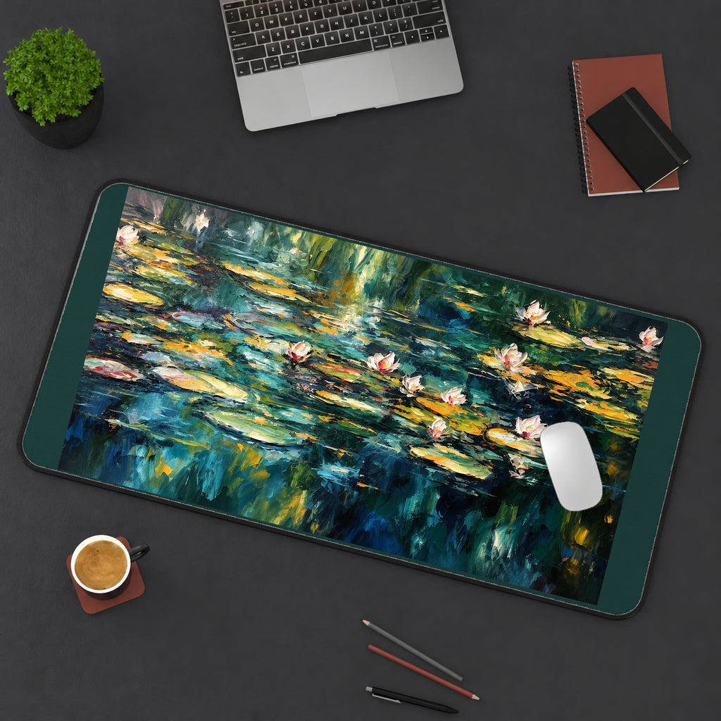 Impressionist Water Lily Pond desk mat — product mockup 3