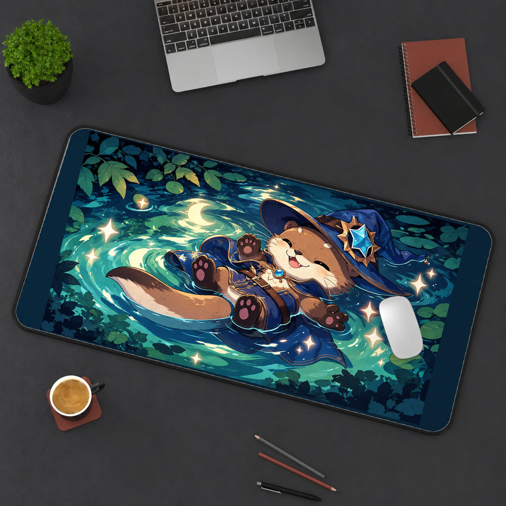 Wizard Otter Lily Pond desk mat — product mockup 3