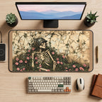 Skeleton Among Rose Vines desk mat — product mockup 2