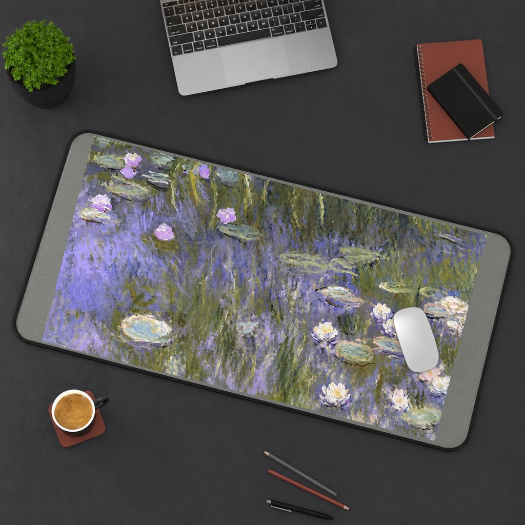 Water Lilies and Willow Reflections desk mat — product mockup 3