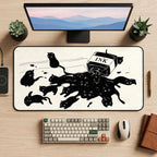 Black Cats and Spilled Ink desk mat — product mockup 2