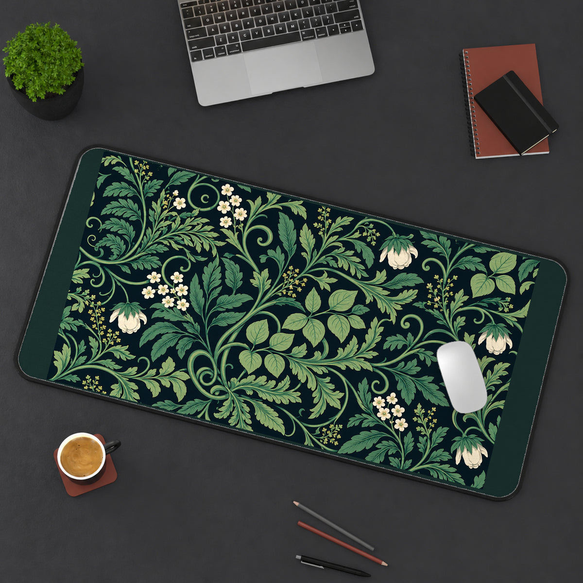Sage Green Floral Vines desk mat — product mockup 3