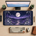 Moonlit Purple Meadow desk mat — product mockup 2