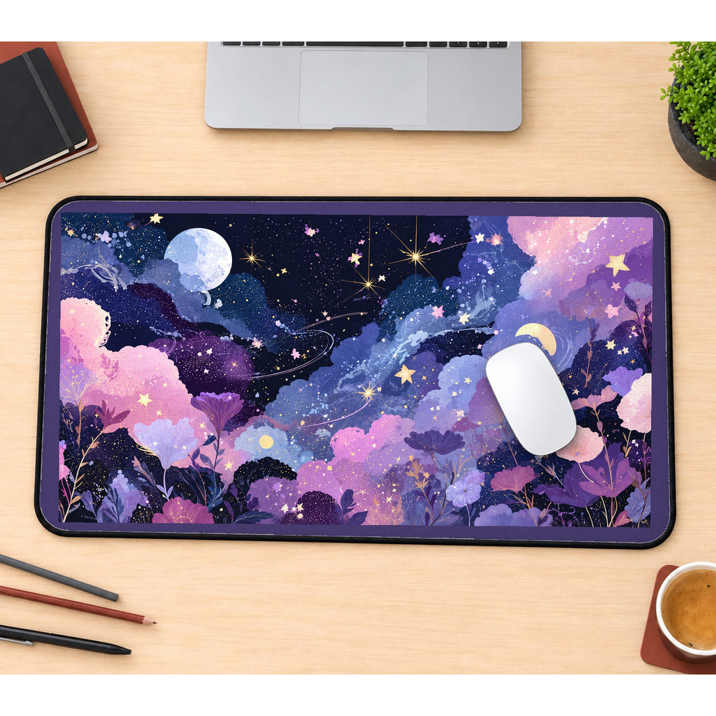 Pastel Cosmic Flower Garden desk mat — product mockup 1