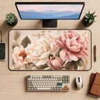 Blush Peony Botanical desk mat — product mockup 2