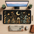 Gold Moon and Wildflowers desk mat — product mockup 2