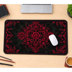 Red Victorian Damask desk mat — product mockup 1
