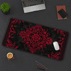 Red Victorian Damask desk mat — product mockup 3