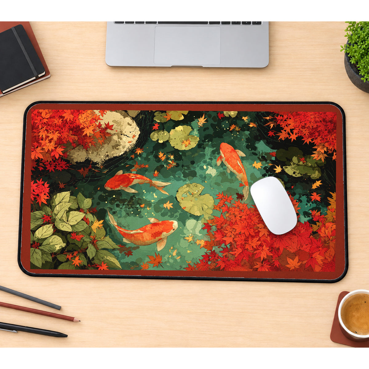 Autumn Koi Pond desk mat — product mockup 1