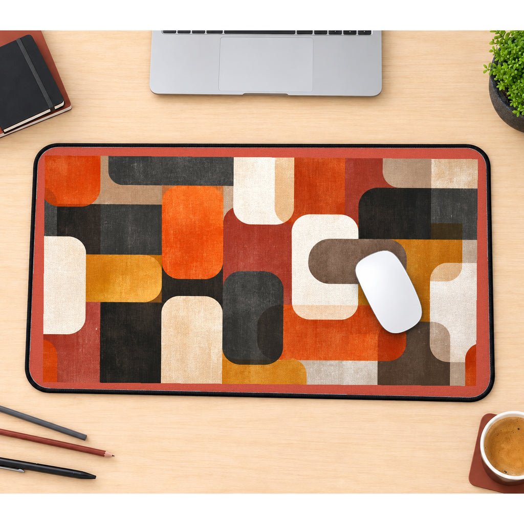 Retro Rounded Color Blocks desk mat — product mockup 1