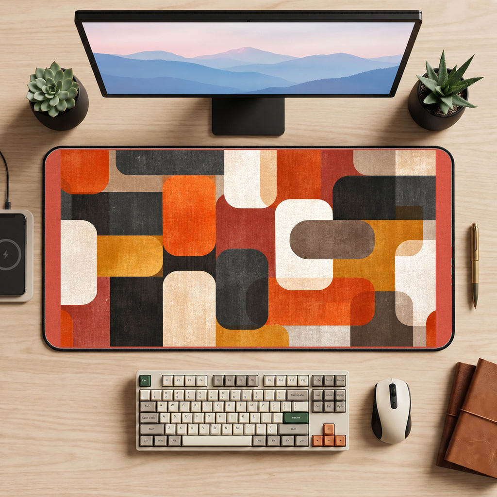 Retro Rounded Color Blocks desk mat — product mockup 2