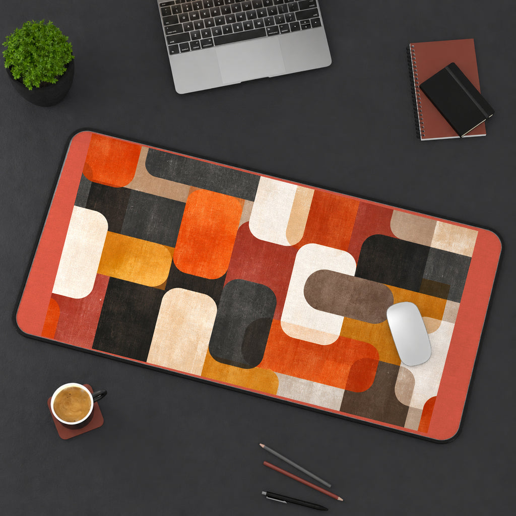 Retro Rounded Color Blocks desk mat — product mockup 3