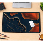 Navy and Burnt Orange Contours desk mat — product mockup 1