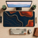 Navy and Burnt Orange Contours desk mat — product mockup 2