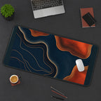 Navy and Burnt Orange Contours desk mat — product mockup 3