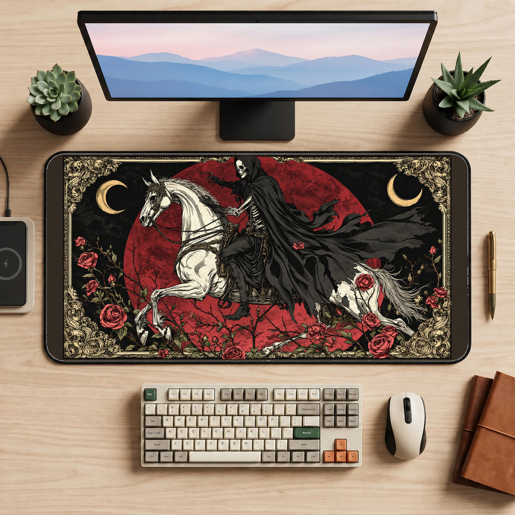 Skeleton Rider and Red Moon desk mat — product mockup 2