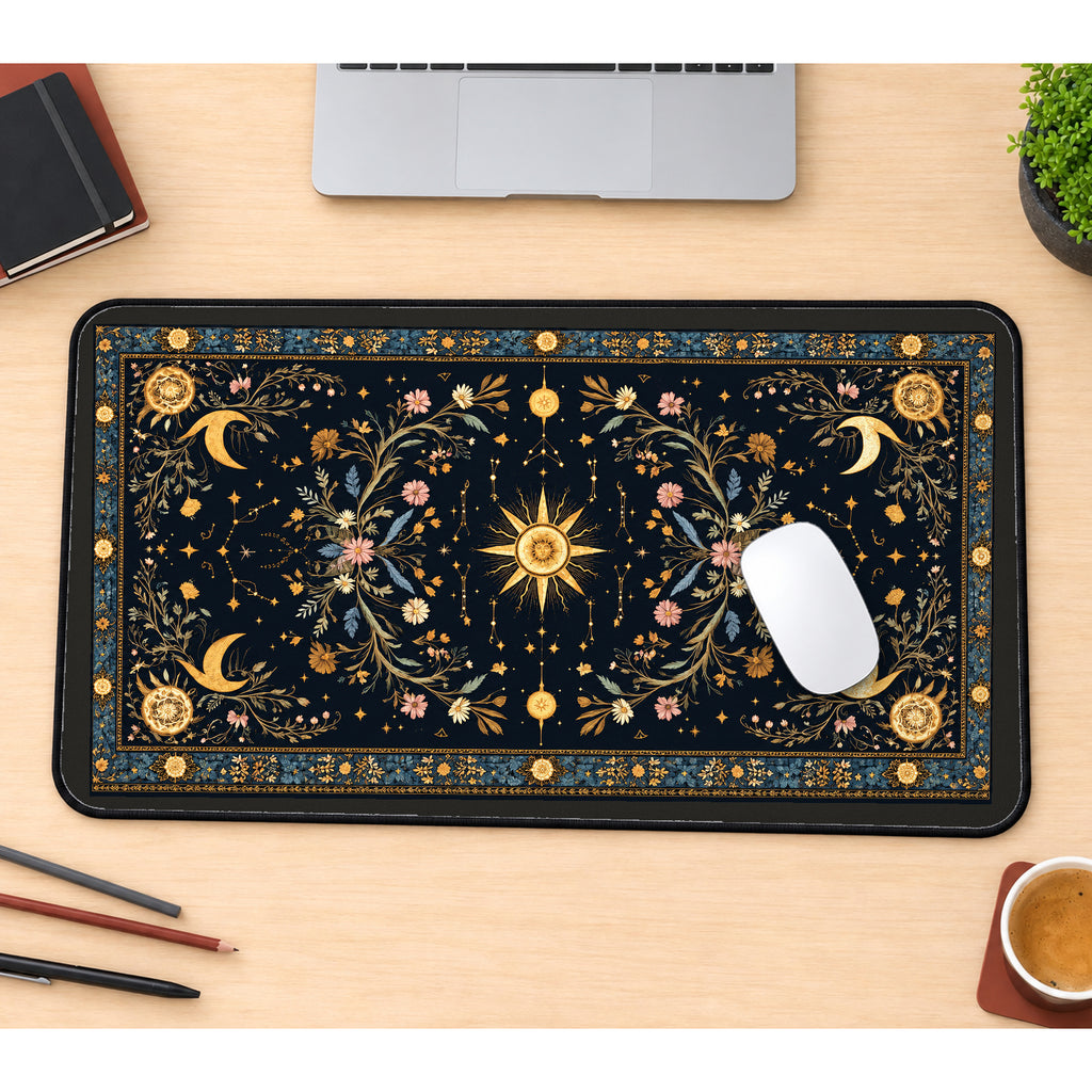 Celestial Floral Tapestry desk mat — product mockup 1