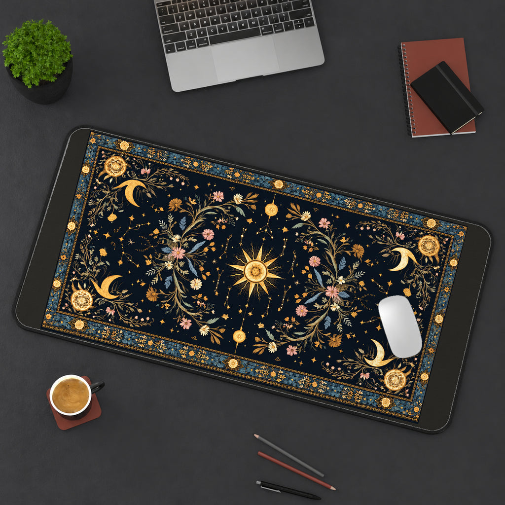 Celestial Floral Tapestry desk mat — product mockup 3