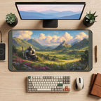 Resting Knight Highland Meadow desk mat — product mockup 2