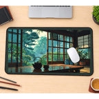 Rainy Garden Tea Room desk mat — product mockup 1