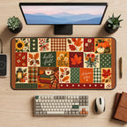 Hello Fall Autumn Patchwork desk mat — product mockup 2