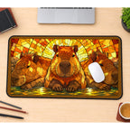 Sunburst Capybara Trio desk mat — product mockup 1
