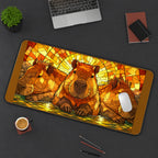 Sunburst Capybara Trio desk mat — product mockup 3