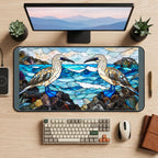 Blue Footed Booby Pair desk mat — product mockup 2