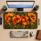 Orange Hibiscus Glass Flowers desk mat — product mockup 2