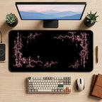 Pink Gothic Vigil Border desk mat — product mockup 2