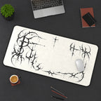 Black Thornscript Border desk mat — product mockup 3