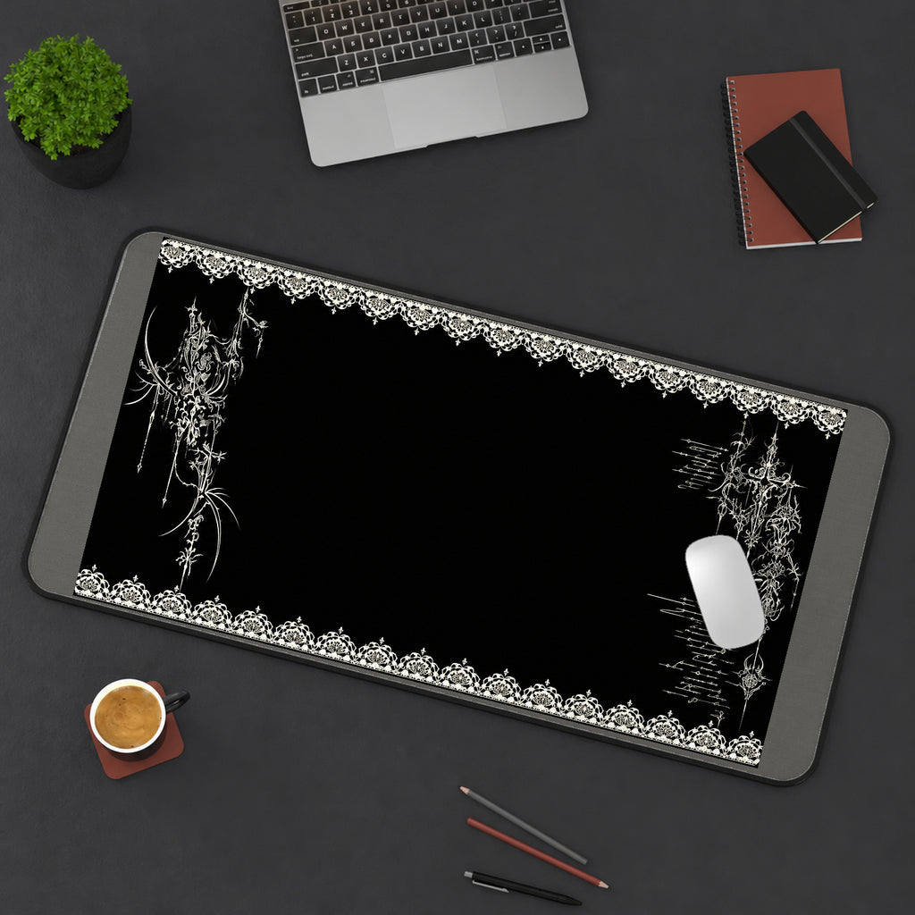Victorian Lace and Chandelier Border desk mat — product mockup 3