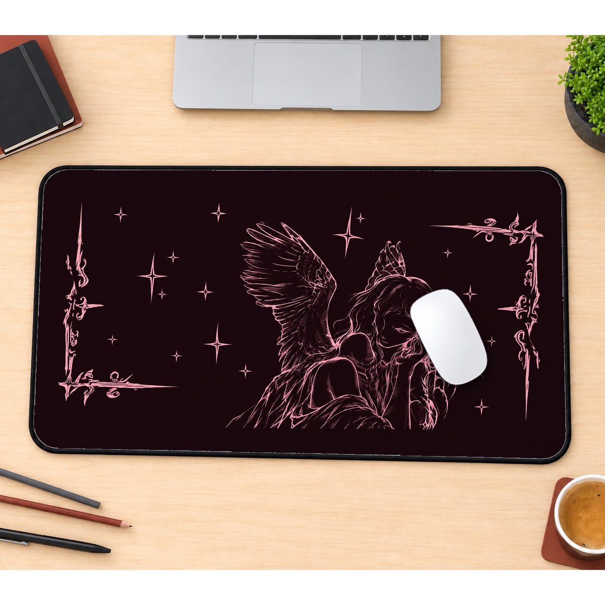 Crying Winged Angel desk mat — product mockup 1