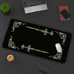Twin Ornate Daggers desk mat — product mockup 3