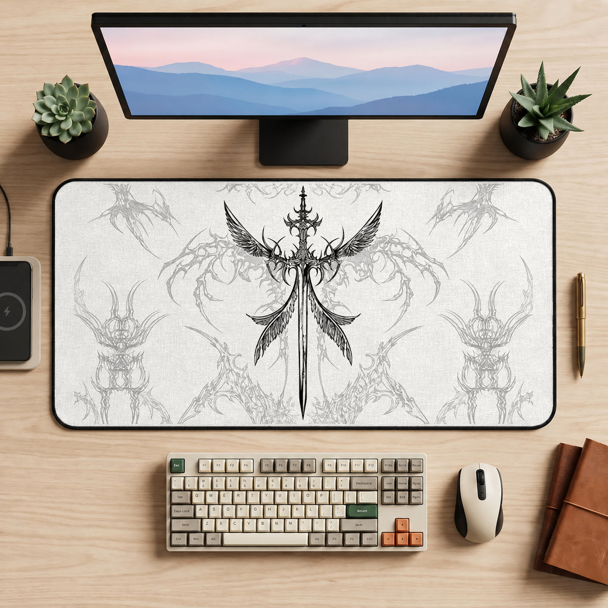 Winged Sword Cybersigil desk mat — product mockup 2